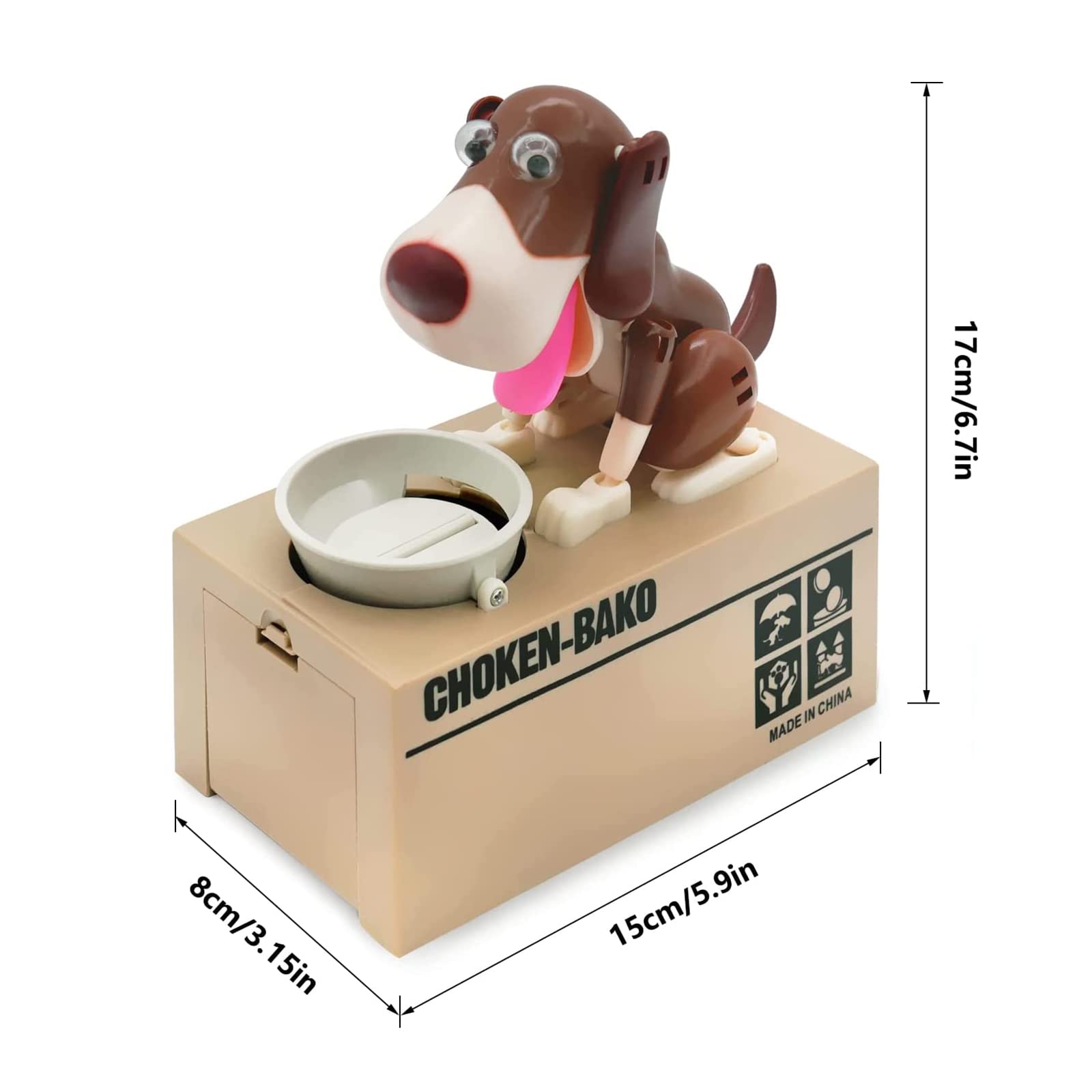 Interactive Dog Coin Bank – Automatic Electric Money Saving Piggy Bank with Moving Dog Design – Fun Kids Gift & Desk Decor (Coffee) - Image 4