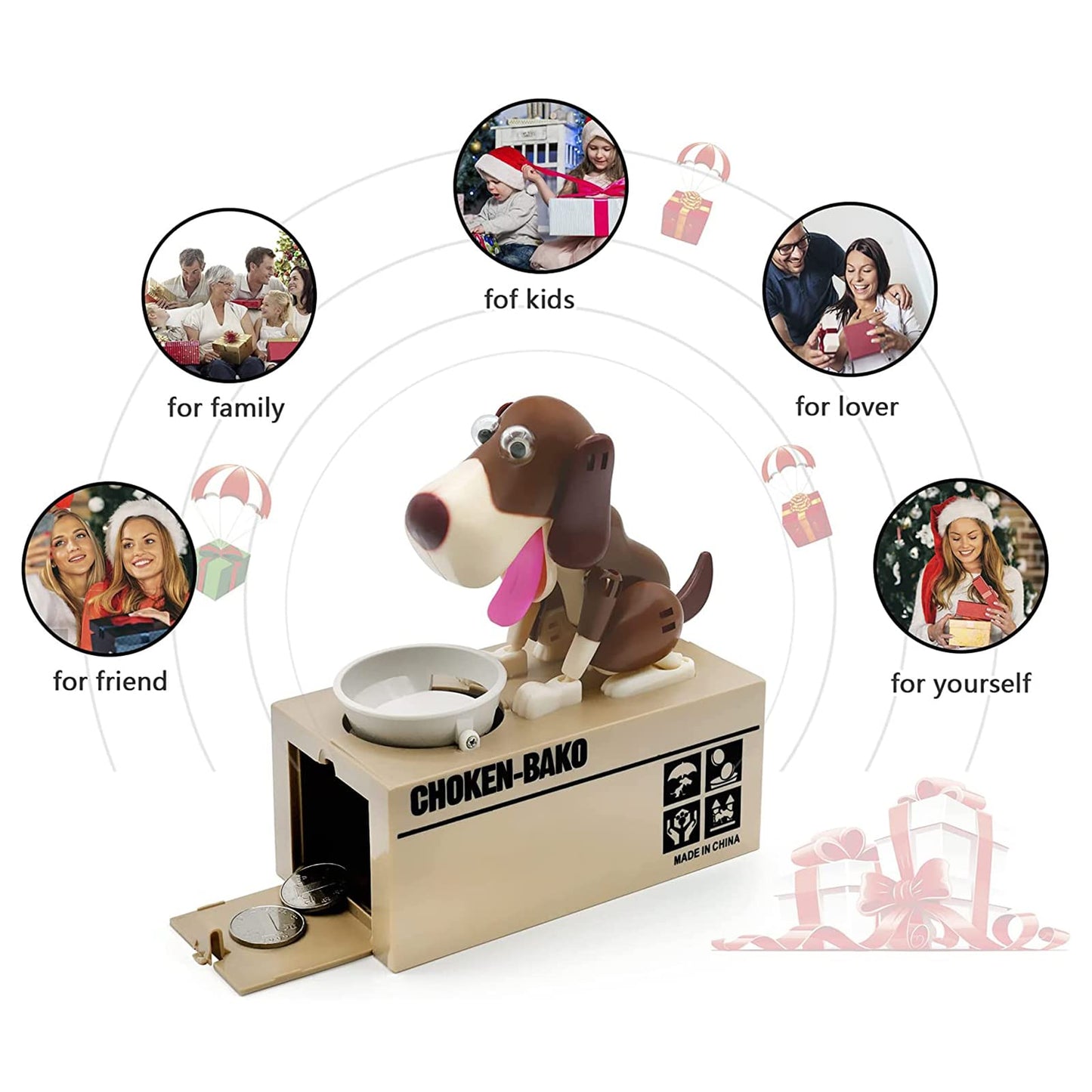Interactive Dog Coin Bank – Automatic Electric Money Saving Piggy Bank with Moving Dog Design – Fun Kids Gift & Desk Decor (Coffee) - Image 5