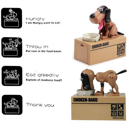 Interactive Dog Coin Bank – Automatic Electric Money Saving Piggy Bank with Moving Dog Design – Fun Kids Gift & Desk Decor (Brown) - Image 2