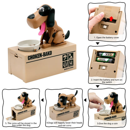 Interactive Dog Coin Bank – Automatic Electric Money Saving Piggy Bank with Moving Dog Design – Fun Kids Gift & Desk Decor (Brown) - Image 4
