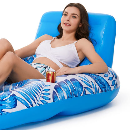Inflatable Pool Lounger Float with Backrest & Cup Holders – U-Shaped Floating Chair for Pool, Lake, Beach (Blue) - Image 6