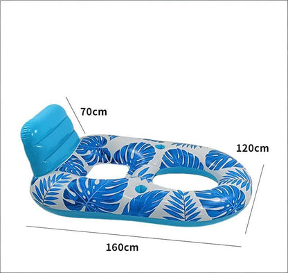 Inflatable Pool Lounger Float with Backrest & Cup Holders – U-Shaped Floating Chair for Pool, Lake, Beach (Blue) - Image 7