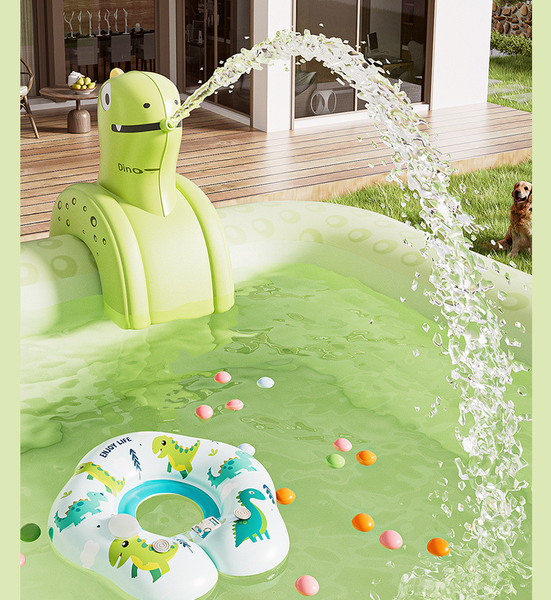 Inflatable Swimming Pool 300×175×56cm with Canopy & Dinosaur Spray – Kids Outdoor Water Play Set for Backyard, Garden, Summer Fun (Green) - Image 6