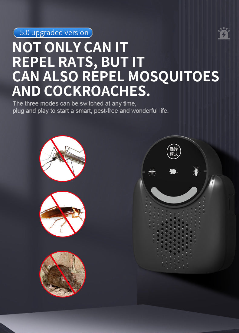 USB Ultrasonic Pest Repeller with Dynamic Frequency & Flash Light – Smart Rat, Mosquito & Cockroach Deterrent for Home, Garage, Warehouse (Black)  - Image 7