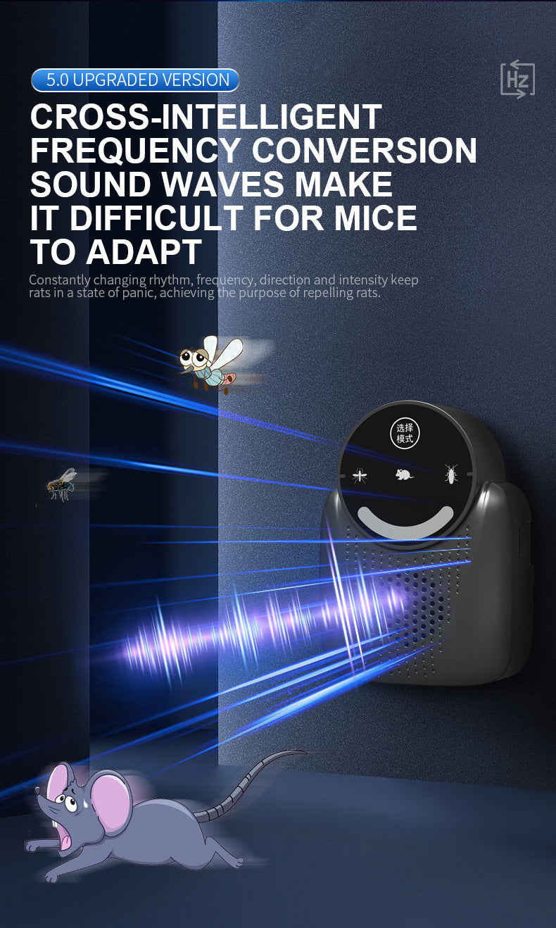 USB Ultrasonic Pest Repeller with Dynamic Frequency & Flash Light – Smart Rat, Mosquito & Cockroach Deterrent for Home, Garage, Warehouse (Black)  - Image 8