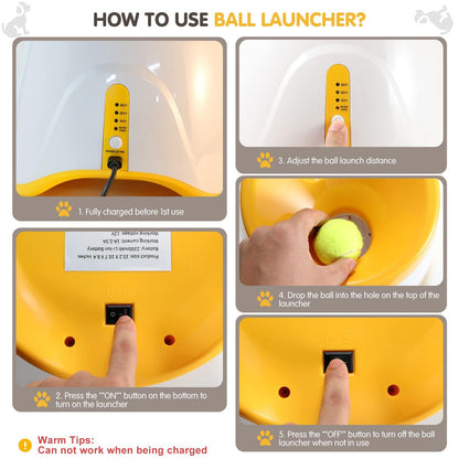 Automatic Dog Ball Launcher with 15 Mini Tennis Balls & Mesh Bag – Rechargeable Pet Toy for Small Dogs, Adjustable Launch Distance, Interactive Play (Orange) - Image 3