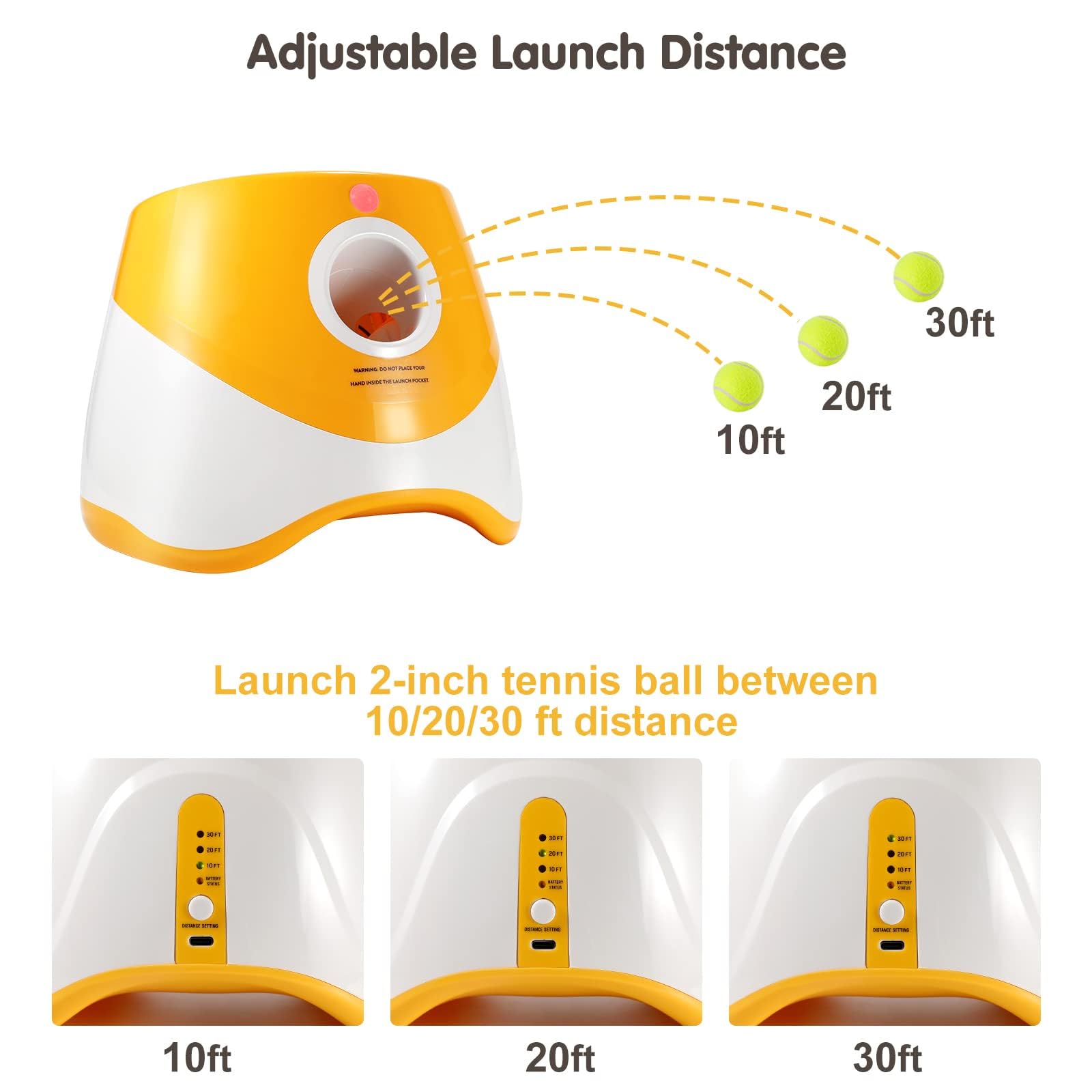 Automatic Dog Ball Launcher with 15 Mini Tennis Balls & Mesh Bag – Rechargeable Pet Toy for Small Dogs, Adjustable Launch Distance, Interactive Play (Orange) - Image 4