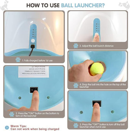 Automatic Dog Ball Launcher with 15 Mini Tennis Balls & Mesh Bag – Rechargeable Pet Toy for Small Dogs, Adjustable Launch Distance, Interactive Play (Blue) - Image 4