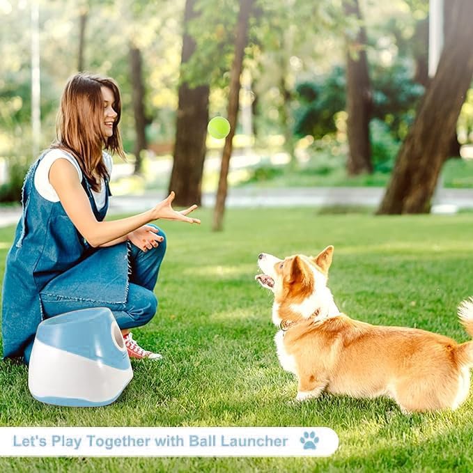 Automatic Dog Ball Launcher with 15 Mini Tennis Balls & Mesh Bag – Rechargeable Pet Toy for Small Dogs, Adjustable Launch Distance, Interactive Play (Blue) - Image 6