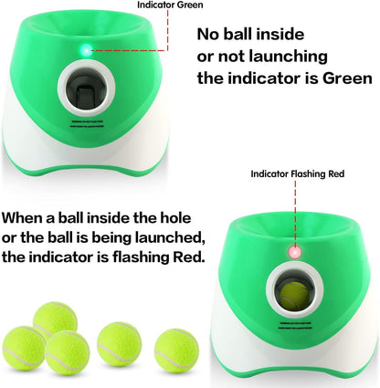 Automatic Dog Ball Launcher with 15 Mini Tennis Balls & Mesh Bag – Rechargeable Pet Toy for Small Dogs, Adjustable Launch Distance, Interactive Play (Green) - Image 2