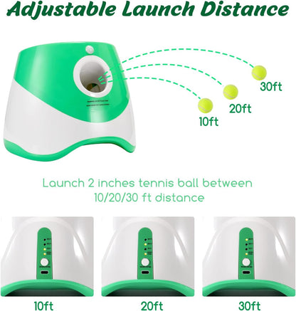 Automatic Dog Ball Launcher with 15 Mini Tennis Balls & Mesh Bag – Rechargeable Pet Toy for Small Dogs, Adjustable Launch Distance, Interactive Play (Green) - Image 4
