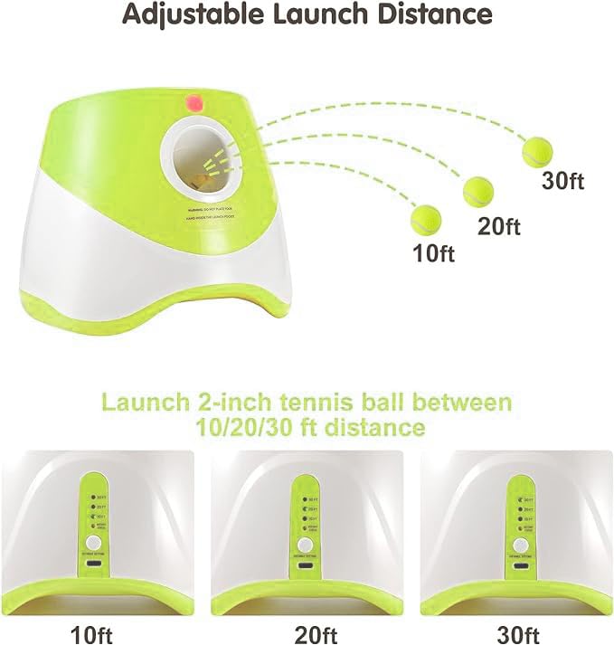 Automatic Dog Ball Launcher with 15 Mini Tennis Balls & Mesh Bag – Rechargeable Pet Toy for Small Dogs, Adjustable Launch Distance, Interactive Play (Light Green) - Image 2