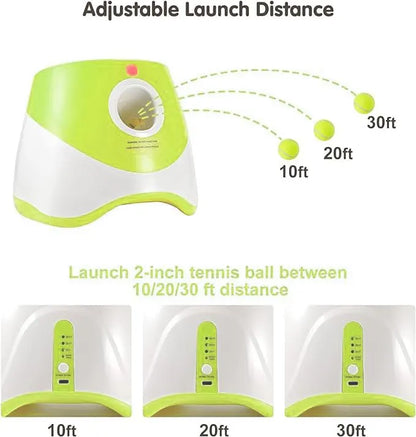 Automatic Dog Ball Launcher with 15 Mini Tennis Balls & Mesh Bag – Rechargeable Pet Toy for Small Dogs, Adjustable Launch Distance, Interactive Play (Light Green) - Image 2