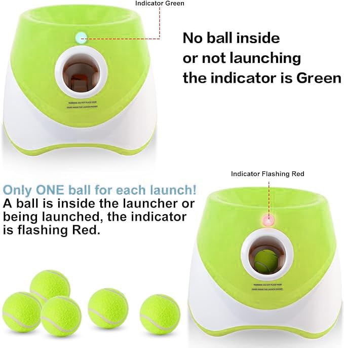 Automatic Dog Ball Launcher with 15 Mini Tennis Balls & Mesh Bag – Rechargeable Pet Toy for Small Dogs, Adjustable Launch Distance, Interactive Play (Light Green) - Image 3