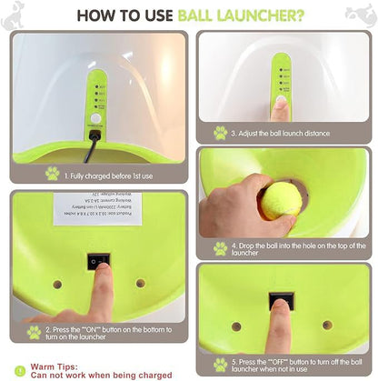 Automatic Dog Ball Launcher with 15 Mini Tennis Balls & Mesh Bag – Rechargeable Pet Toy for Small Dogs, Adjustable Launch Distance, Interactive Play (Light Green) - Image 4