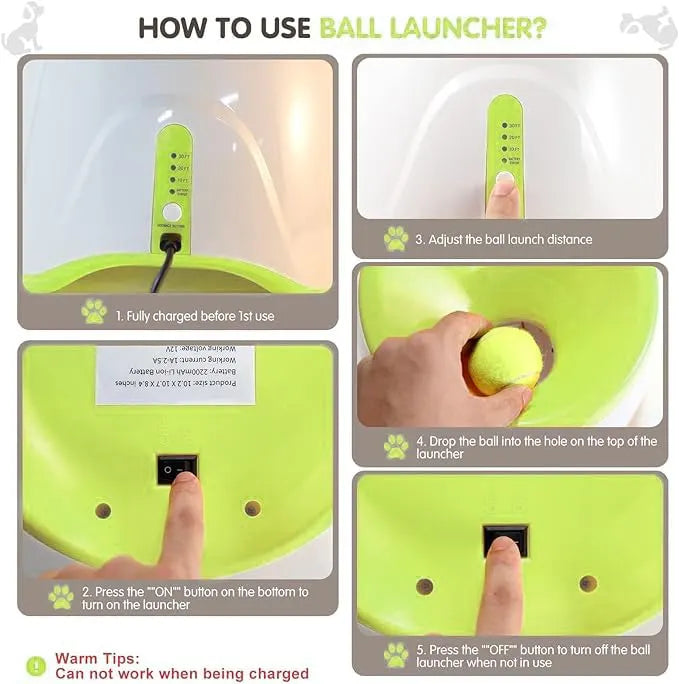 Automatic Dog Ball Launcher with 15 Mini Tennis Balls & Mesh Bag – Rechargeable Pet Toy for Small Dogs, Adjustable Launch Distance, Interactive Play (Light Green) - Image 4