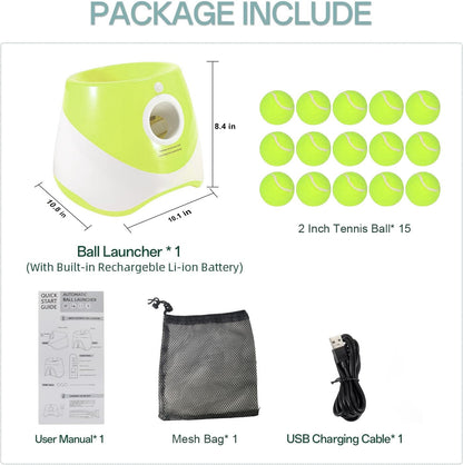 Automatic Dog Ball Launcher with 15 Mini Tennis Balls & Mesh Bag – Rechargeable Pet Toy for Small Dogs, Adjustable Launch Distance, Interactive Play (Light Green) - Image 5