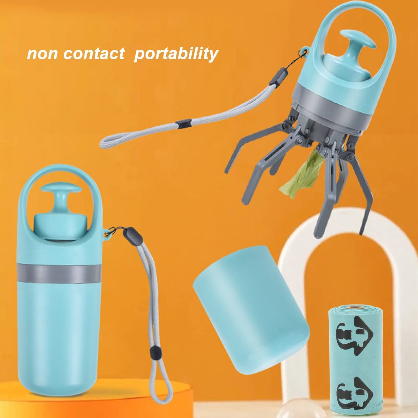 Zero-Contact Dog Poop Scooper with 6-Claw Mechanism & Built-in Bag Dispenser – Lightweight Pet Waste Picker for Outdoor Walks (Teal Blue)  - Image 4