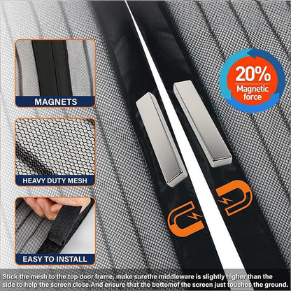 Magnetic Screen Door 100cm x 210cm – Self-Adhesive Mesh Netting for Mosquito & Wasp Protection, Indoor Outdoor Use, (Black,L) - Image 5