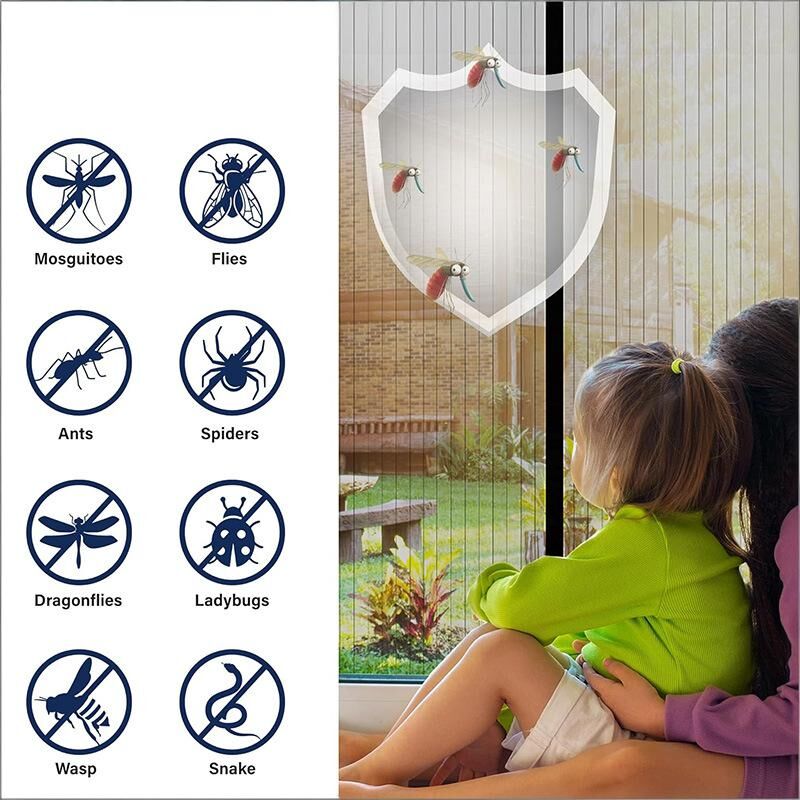 Magnetic Screen Door 90cm x 210cm – Self-Adhesive Mesh Netting for Mosquito & Wasp Protection, Indoor Outdoor Use, (Black,M) - Image 2