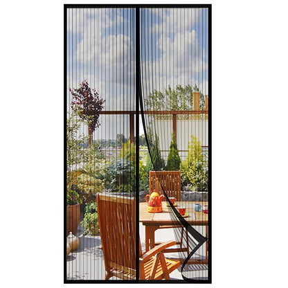 Magnetic Screen Door 110cm x 210cm – Self-Adhesive Mesh Netting for Mosquito & Wasp Protection, Indoor Outdoor Use, (Black,XL)
