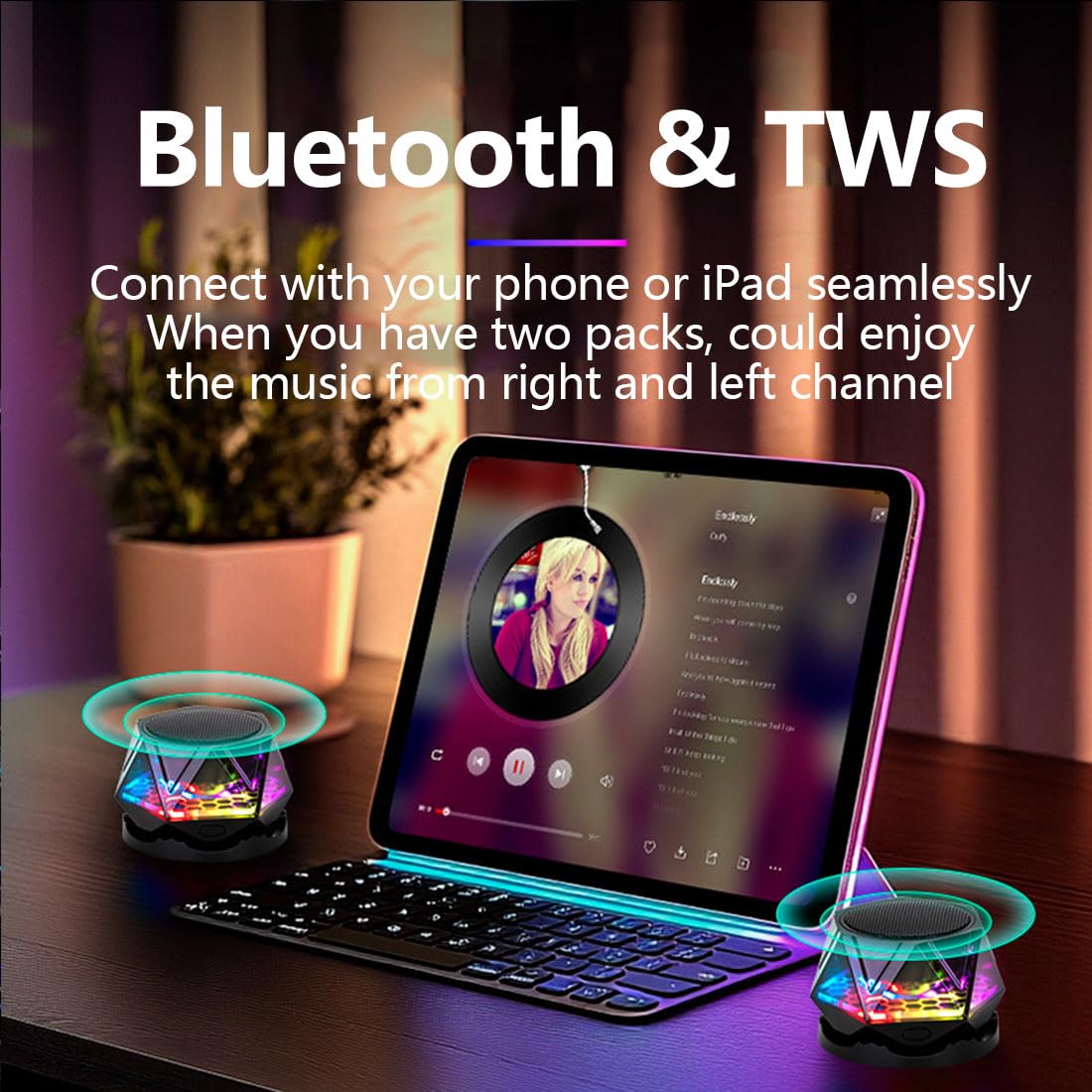Magnetic Bluetooth Speaker – RGB Light Show, IPX7 Waterproof, TWS Stereo Pairing, 24H Playtime, Compact Design – Perfect for Home, Car, Outdoor Use (Black) - Image 6