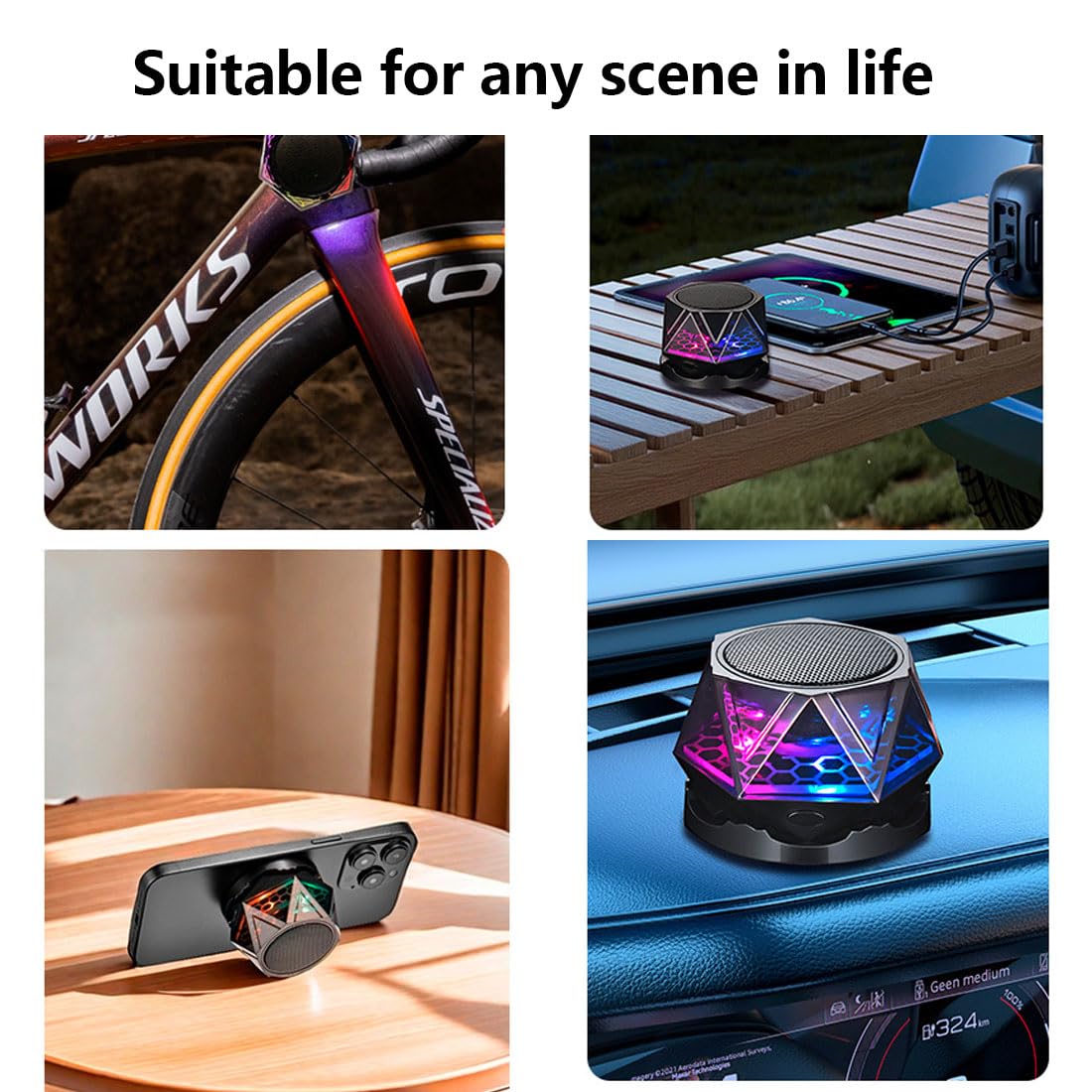 Magnetic Bluetooth Speaker – RGB Light Show, IPX7 Waterproof, TWS Stereo Pairing, 24H Playtime, Compact Design – Perfect for Home, Car, Outdoor Use (Black) - Image 9