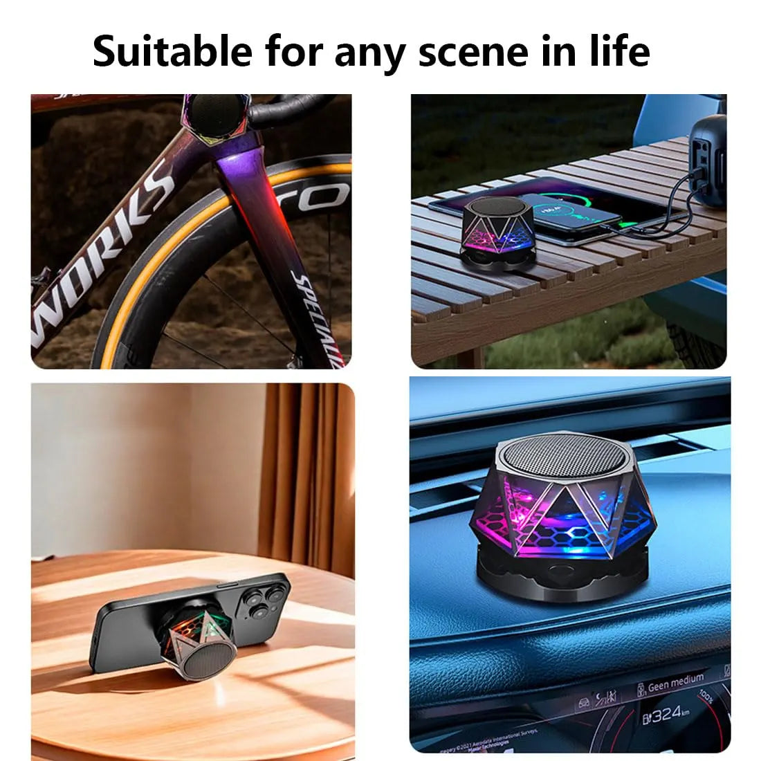 Magnetic Bluetooth Speaker – RGB Light Show, IPX7 Waterproof, TWS Stereo Pairing, 24H Playtime, Compact Design – Perfect for Home, Car, Outdoor Use (Black) - Image 9