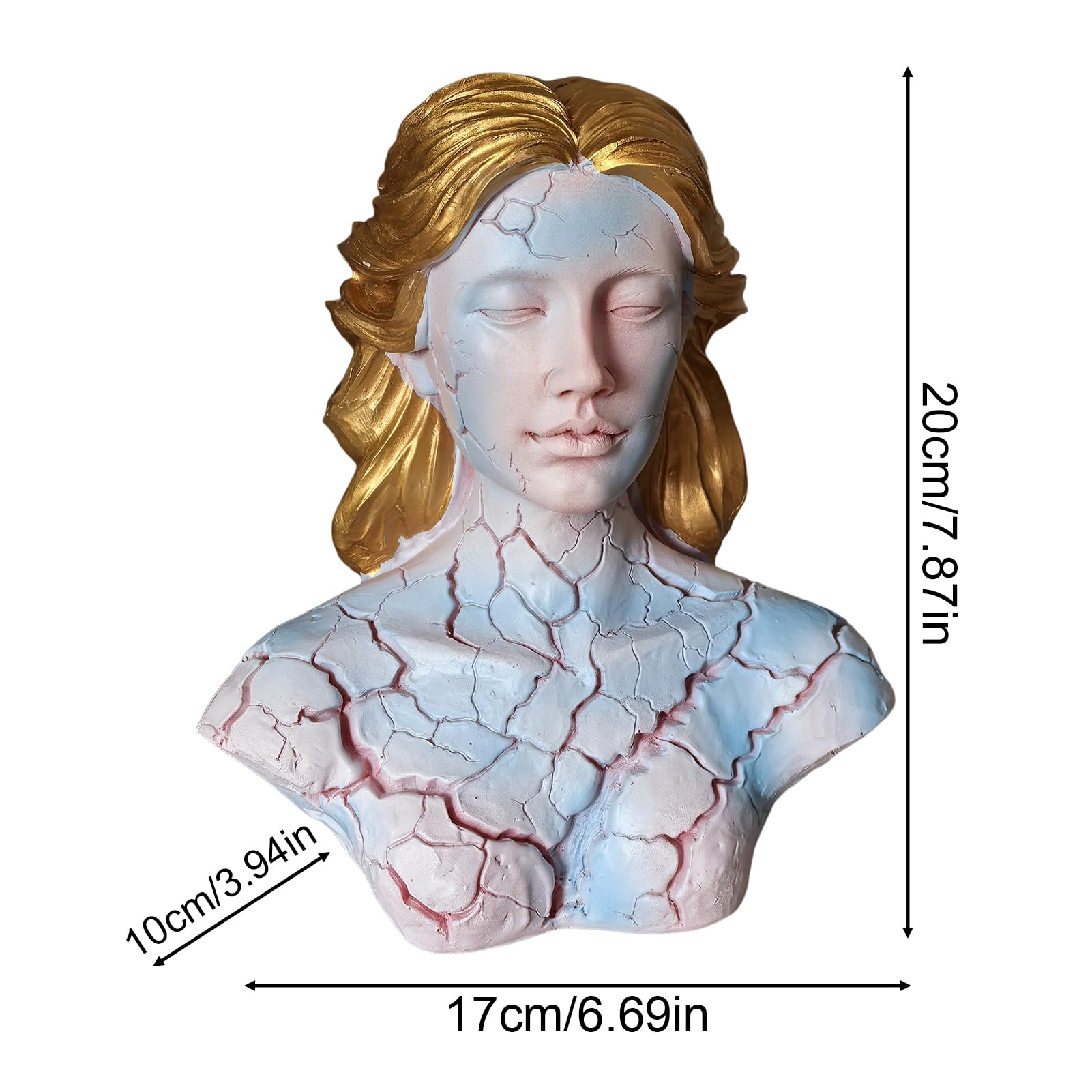 Blazing Maiden Figurine LED Lamp – Artistic Resin Sculpture with Crackled Light Effect, Elegant Decorative Night Light(Blue) - Image 2