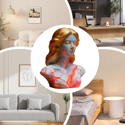 Blazing Maiden Figurine LED Lamp – Artistic Resin Sculpture with Crackled Light Effect, Elegant Decorative Night Light(Blue) - Image 6