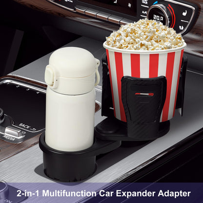 Dual Cup Holder Expander with 360° Rotating Tray – Adjustable Drink & Snack Organizer for Cars, Trucks, SUVs and RVs (Black) - Image 7