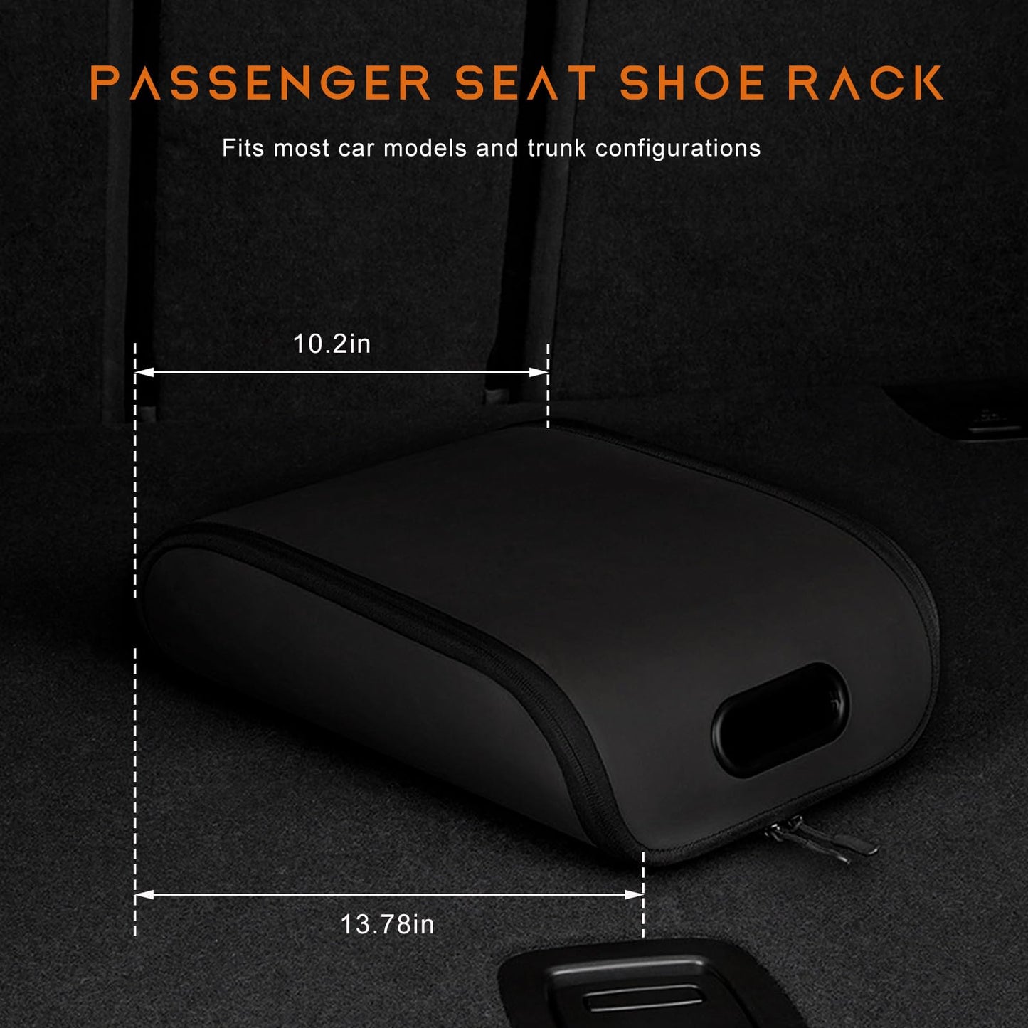 Car Shoe Storage Box – Portable Leather-Look Organizer for Passenger Seat or Trunk, Dustproof and Moisture-Resistant with Zipper and Handle (Black) - Image 2