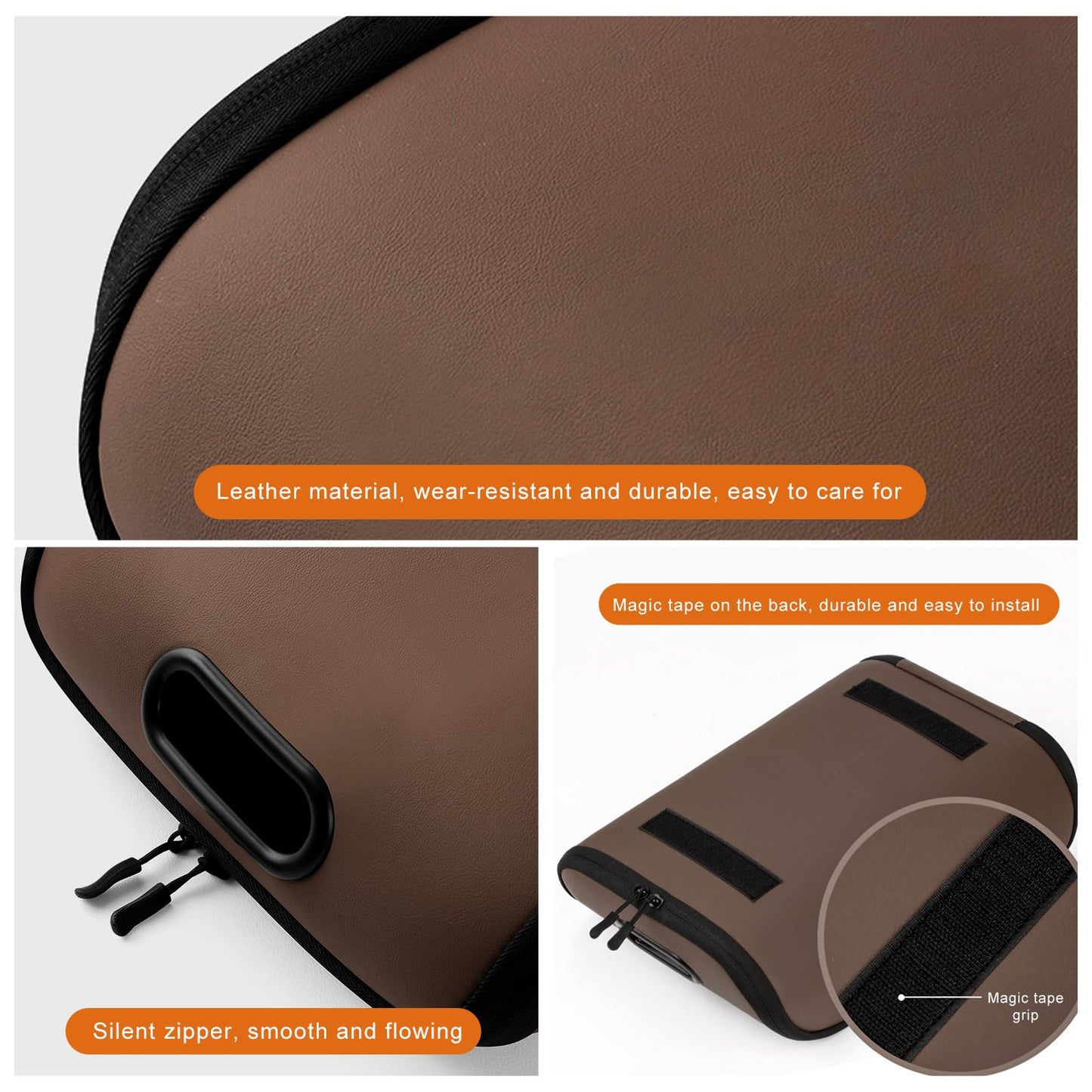 Car Shoe Storage Box – Portable Leather-Look Organizer for Passenger Seat or Trunk, Dustproof and Moisture-Resistant with Zipper and Handle (Brown) - Image 3