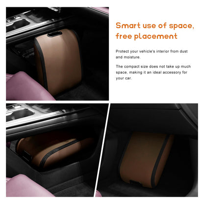Car Shoe Storage Box – Portable Leather-Look Organizer for Passenger Seat or Trunk, Dustproof and Moisture-Resistant with Zipper and Handle (Brown) - Image 6