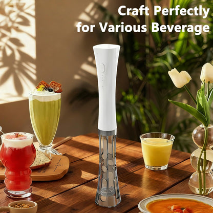 White Hands-Free Milk Frother – 2000mAh Rechargeable Coffee & Drink Mixer for Latte, Cappuccino, Matcha & More | Perfect for Home, Office & Travel - Image 3