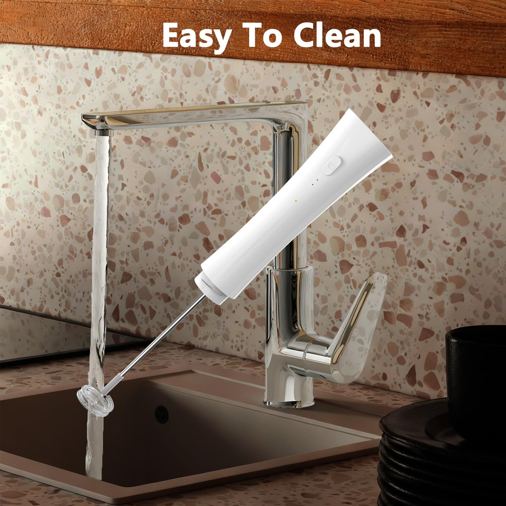 White Hands-Free Milk Frother – 2000mAh Rechargeable Coffee & Drink Mixer for Latte, Cappuccino, Matcha & More | Perfect for Home, Office & Travel - Image 5