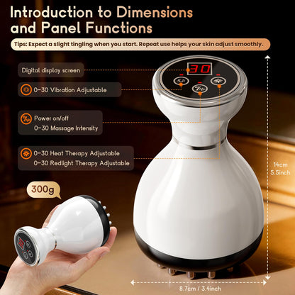 4-in-1 Cordless Body Sculpting Massager – Rechargeable Massage Tool with Heat, Light & Vibration for Skin Tightening & Relaxation (White) - Image 5
