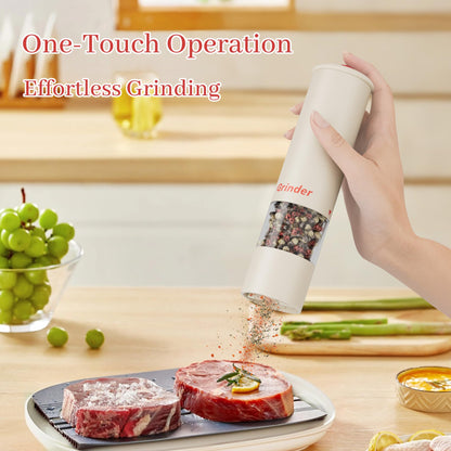 High-Performance USB-C Electric Pepper & Salt Grinder Set – Adjustable Coarseness, One-Touch Operation – Ceramic Grinding, Washable, Fast Charging – Kitchen Essential (Red & White) - Image 3