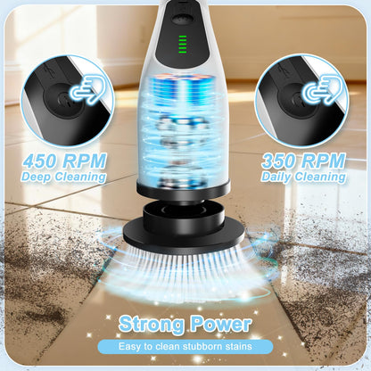 Wireless Electric Cleaning Brush with 8 Replaceable Heads – Adjustable Extendable Handle for Bathroom, Kitchen, Tiles & Car (White) - Image 3