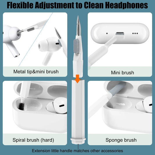 20-in-1 Multi-Function Electronics Cleaning Kit – Portable Keyboard, Earphone, Camera & Screen Cleaner Set with Brush, Spray Bottle & Tools (White) - Image 2