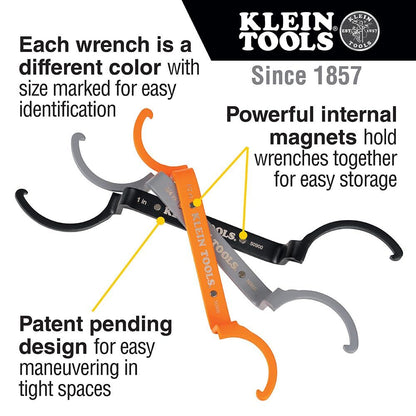 Orange Conduit Lockout Wrench Set – 3-Piece Offset Tool for 1/2", 3/4", 1" Pipe Nuts | Magnetic Storage & Hooked Tip Design | Ideal for Tight Spaces  - Image 3