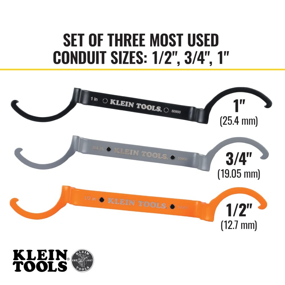 Orange Conduit Lockout Wrench Set – 3-Piece Offset Tool for 1/2", 3/4", 1" Pipe Nuts | Magnetic Storage & Hooked Tip Design | Ideal for Tight Spaces  - Image 4