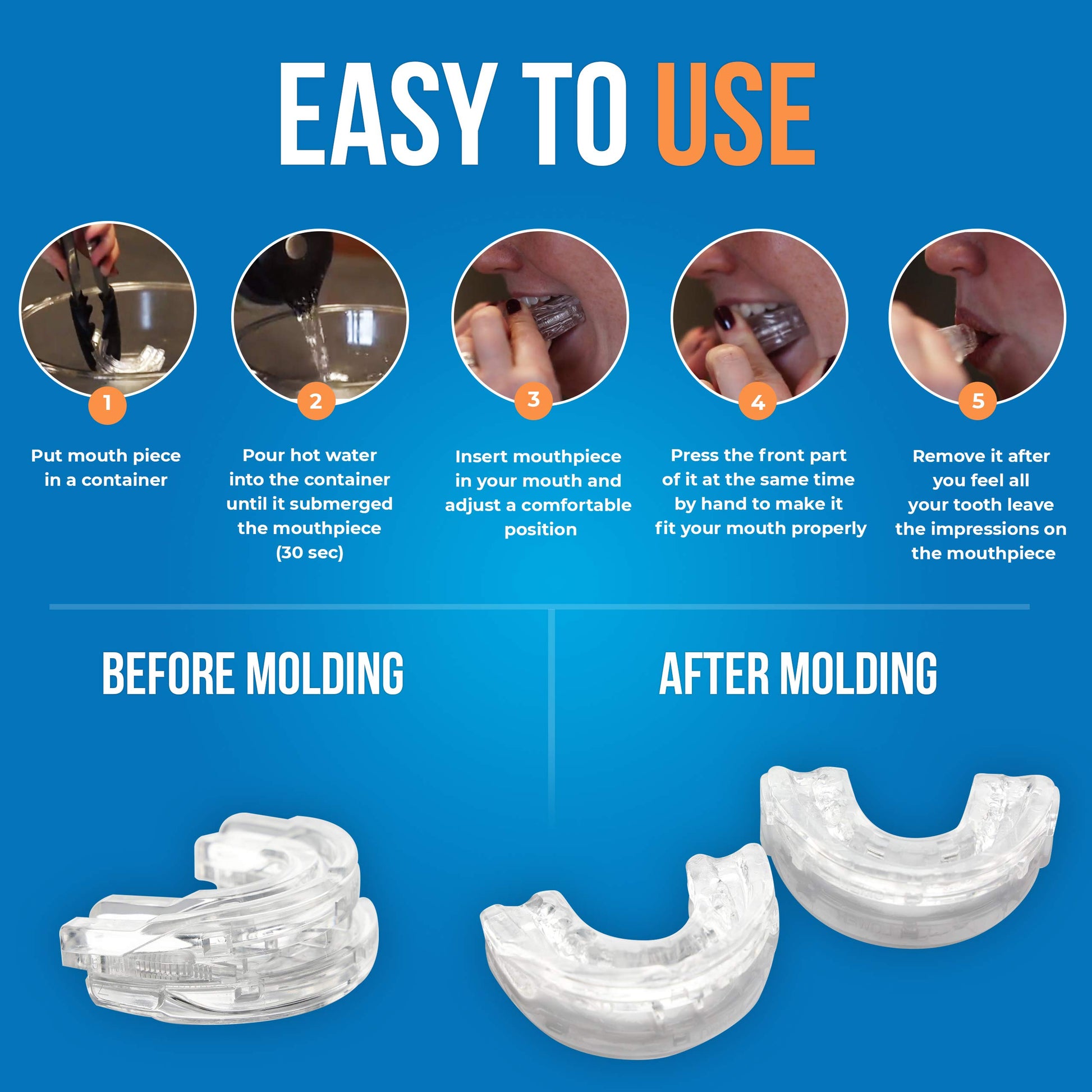 Clear Anti-Snore Mouthpiece – Adjustable Night Guard for Teeth Grinding & Clenching | Self-Moldable Dental Protector with Precision Fit - Image 3