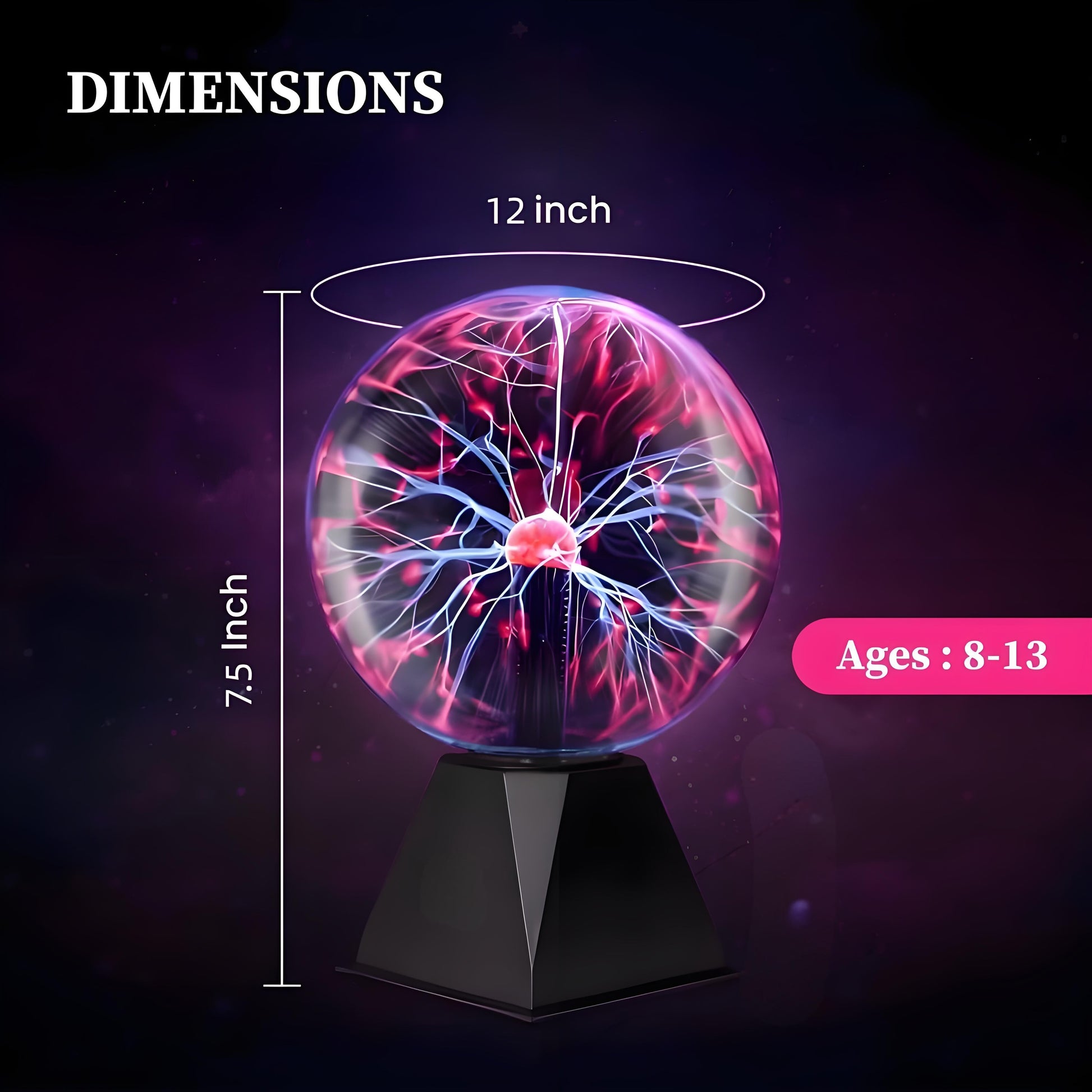 Plasma Ball Lamp - Touch & Sound Sensitive USB-Powered Globe for Decor, Parties & STEM Learning (4 Inch) | Other sizes Available in Store - Image 3