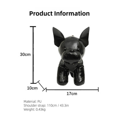 French Bulldog Shaped Bag – Cute Animal Crossbody Shoulder Bag with Adjustable Strap, PU Leather Dog Backpack for Women, Fashion Statement Accessory (Black) - Image 2