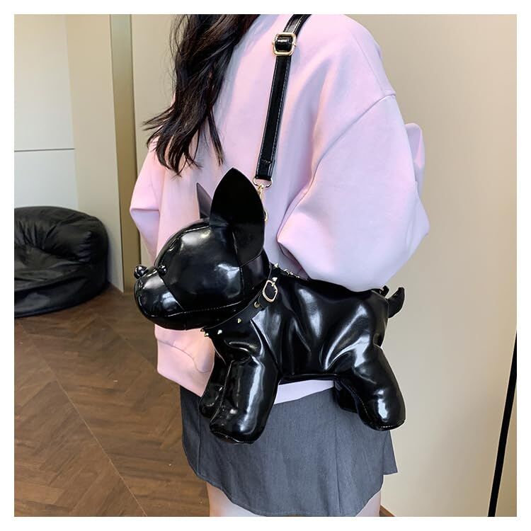 French Bulldog Shaped Bag – Cute Animal Crossbody Shoulder Bag with Adjustable Strap, PU Leather Dog Backpack for Women, Fashion Statement Accessory (Black) - Image 6