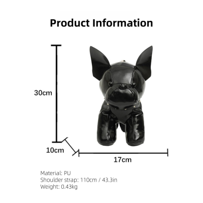 French Bulldog Shaped Bag – Cute Animal Crossbody Shoulder Bag with Adjustable Strap, PU Leather Dog Backpack for Women, Fashion Statement Accessory (Silver) - Image 2