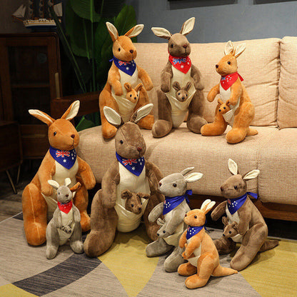 Kangaroo Stuffed Animal with Joey in Pouch & Australia Scarf - Soft Cuddly Plush Toy(32cm,light brown
)| Other Colors Available in Store - Image 9