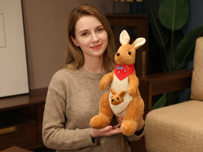 Kangaroo Stuffed Animal with Joey in Pouch & Australia Scarf - Soft Cuddly Plush Toy(55cm, light brown
)| Other Colors Available in Store - Image 4
