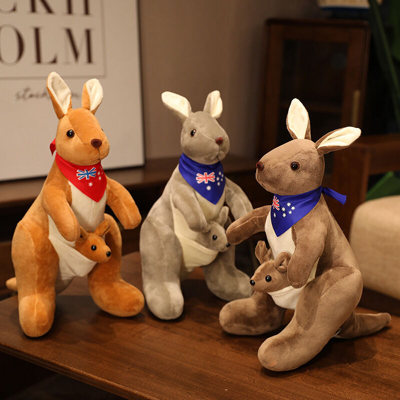 Kangaroo Stuffed Animal with Joey in Pouch & Australia Scarf - Soft Cuddly Plush Toy(55cm, Dark brown
)| Other Colors Available in Store - Image 5